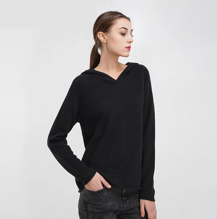 Women's Wool Cashmere Luxe Hoodie Sweatshirts in Fashion for Ladies Leisure Beauty