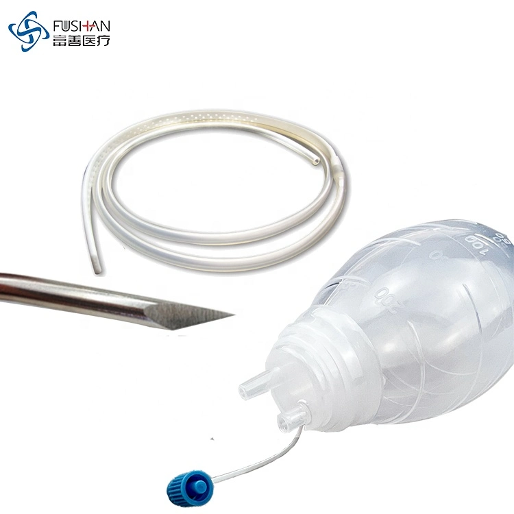 Medical Disposable Silicone Jackson Pratt (JP) Round Channel Fluted Surgical Drain with Reservoir Capacity 100ml/200ml/400ml Closed Wound Drainage Tube Kit