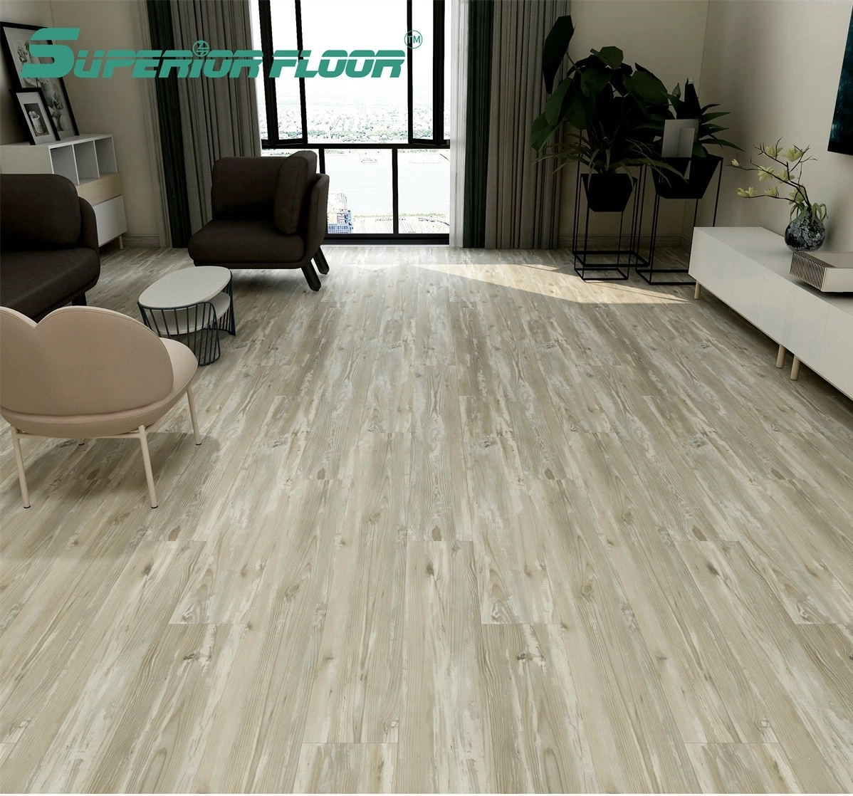 High Anti-Fire Resistance Lvt Vinyl Plank Floor for Office Building