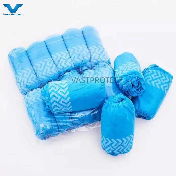 Original Factory Disposable PP 10-30g Elastic Blue Anti-Slip Printed Shoe Cover