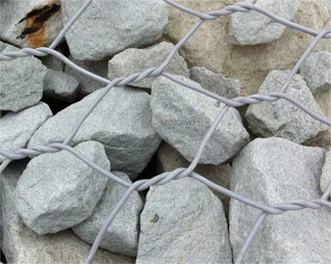 Mingwei 100x150 mm cuadrados Gabion proveedor 3.0-4.0mm de espesor de alambre de borde con revestimiento de plástico de compensación Gabion galvanizado China 2.0*0,5*0,5 M de la Pequeña Gabion galvanizado