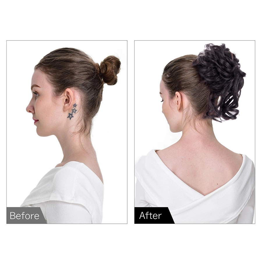 Good Quality Messy Hair Bun Pieces Colorful Long Tail Chignon Bun Hair Synthetic Extension