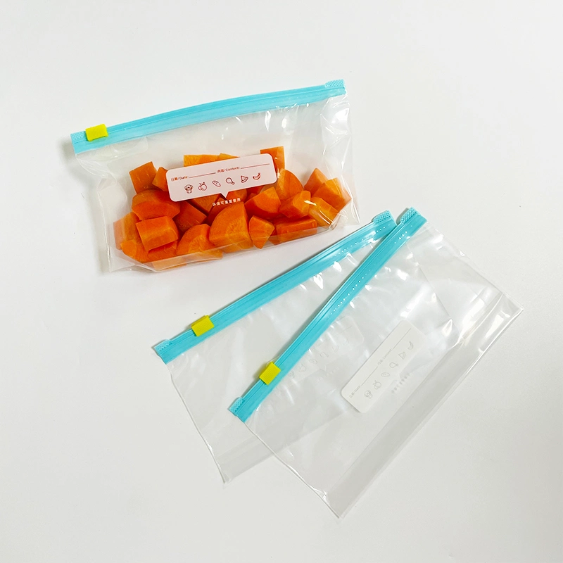 Plastic Slider Lock Storage Bags Transparent Food Zip Lock Slider Freezer Bags Food Preservation Bags Reusable Clear Food Storage Reclosable Zipper Slider Bag