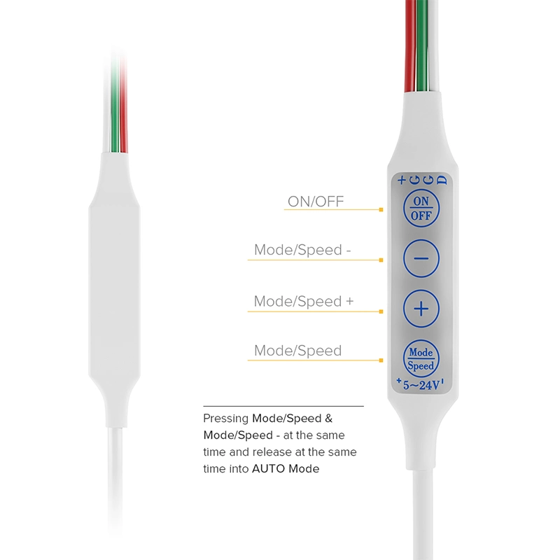 وحدة التحكم الدقيقة Sp002e DC5-24V 3 Key Mini RGB لـ Ws2811 Ws2812b بكسل شريط LED لون الأحلام إلى 2048 بكسل