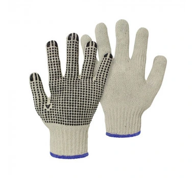 Gants tricotés en pointillé en PVC de coton des gants de travail