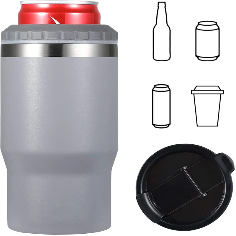 Hot Selling Powder Coat 14oz Multi 18/8 Stainless Steel Tumbler Custom Insulated 4 in 1 Can Coolers Fit 12oz Slim Cans