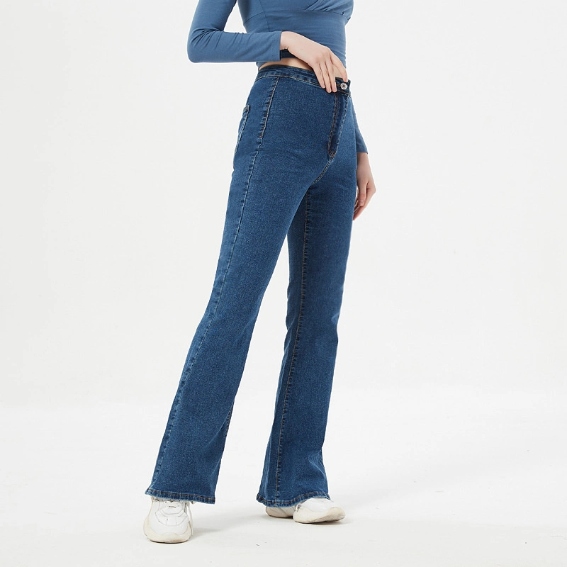 Jeans denim estilo Baggy de pata ancha de cintura alta para mujer Pantalones