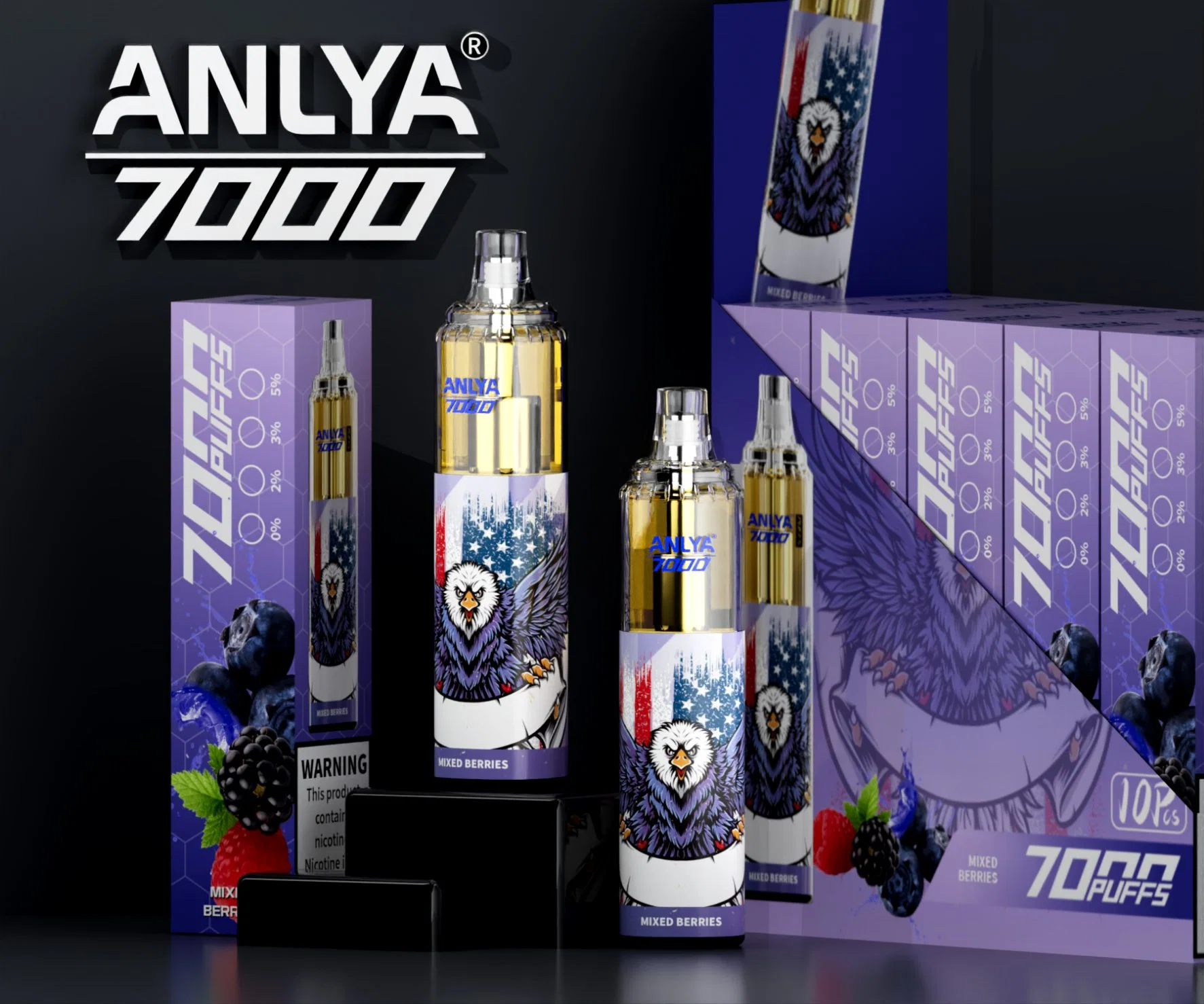 Китай Anlya 7000 Puff одноразовый Ecig Vape Pen Original Factory Оптом Pod Randm Tornado 9000 puffs 10K Puff Electrric Cigar