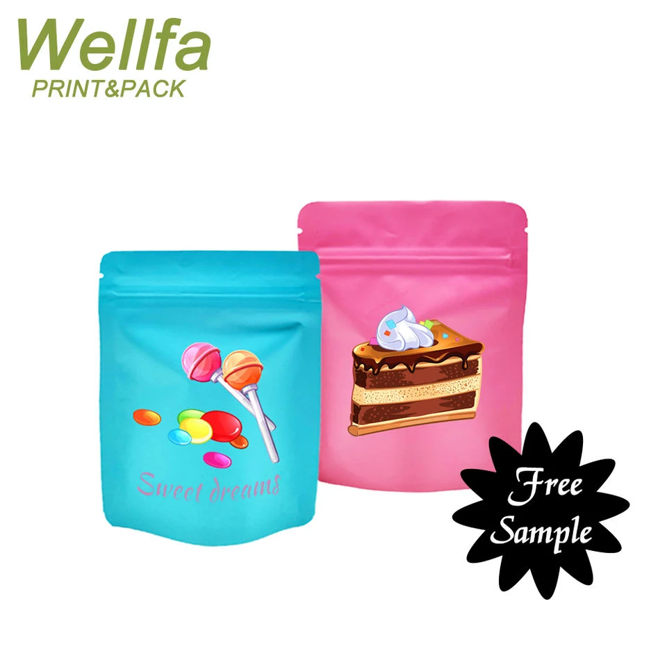 Custom My Logo 4X5 16 Oz Powder Candy Packaging Smell Seal Plastic Printing Doypack Edibles Child Proof Flat Mylar Bags