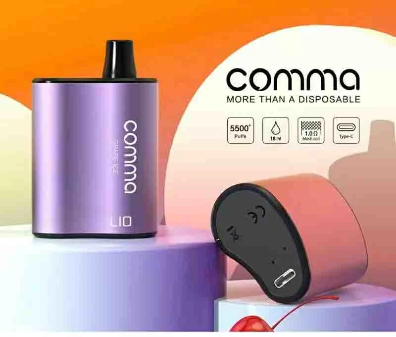 Original E Cigarette Lio Comma 5500 Puff Plus Vape Car Use Disposable/Chargeable Vape No Ash Electronic Fresh Air E Cigarette