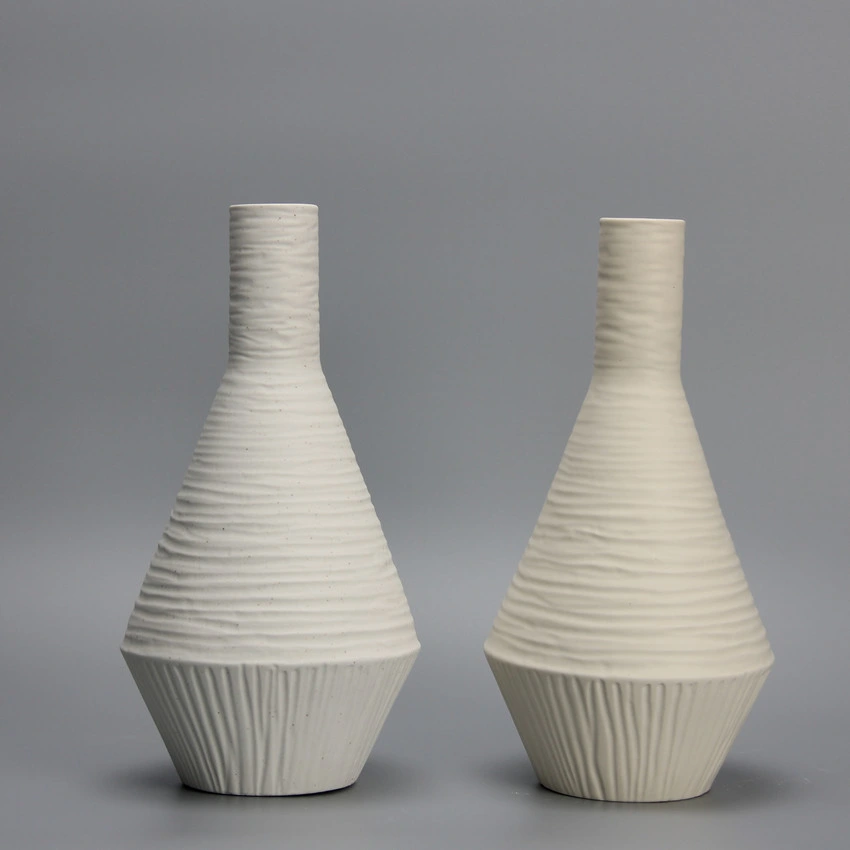 V065 Modern Minimalist Handmade Clay Vase Decor Decoration Porcelain Geometric Art Vase Ceramic Beige Irregular Matte Vase