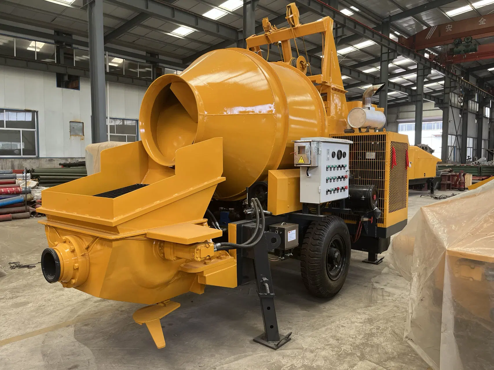 Minle 40 M3/H Diesel Portable Concrete Mixer with Concrete Pump Mini /Bomba Mezcladora De Concreto for Construction Works