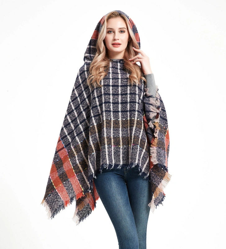 High Quality Winter Hooes Cape Poncho للنساء