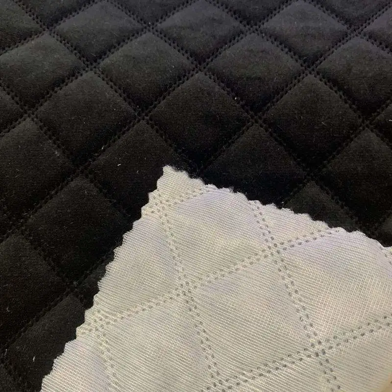 Bonded Ultrasonic Polyester Quilted Velvet Fabric for Sofa Cushion