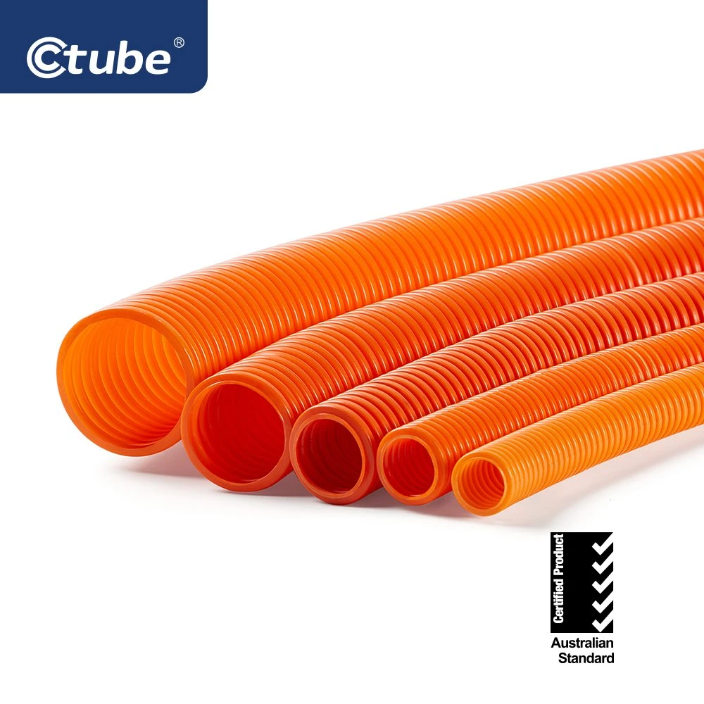 Heavy Duty Flexible Plastic Corrugated Tube with Orange PVC