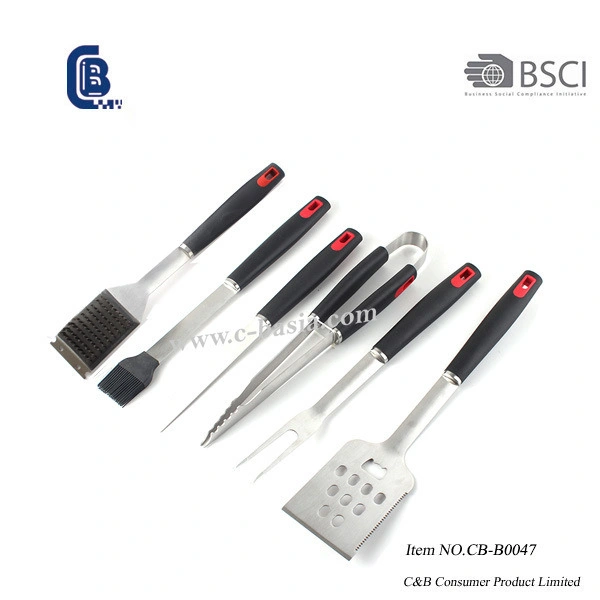 JEU D'outils/spatule/pince/fourchette/couteau/brosse à barbecue DE camping 6 PIÈCES, brosse de nettoyage