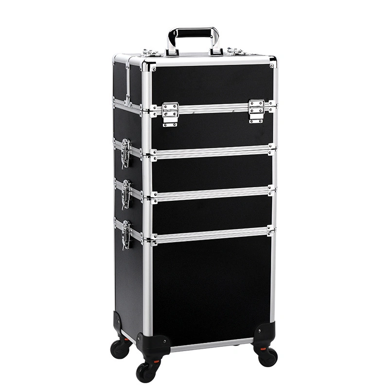 Hot Sale Artist aluminio maquillaje Trolley maquillaje luces de caso Kit de salón Multi-capa Tattoo Nail Art Caja de herramientas de almacenamiento