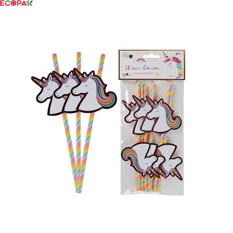 Unicorn Party Supplies Holiday Decorative Biodegradable Eco Friendly Paper Straws