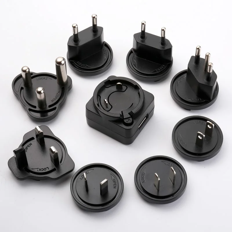 New Products Interchangeable Plug Adapter EU/Us/UK/Au/Kc/Rsa/Cn/PSE/Bra Standard 5V 1A 6W Power Supply