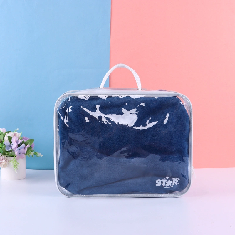 Custom Transparent Plastic PVC Zipper Bedding Pillow Quilt Bag with Handle
