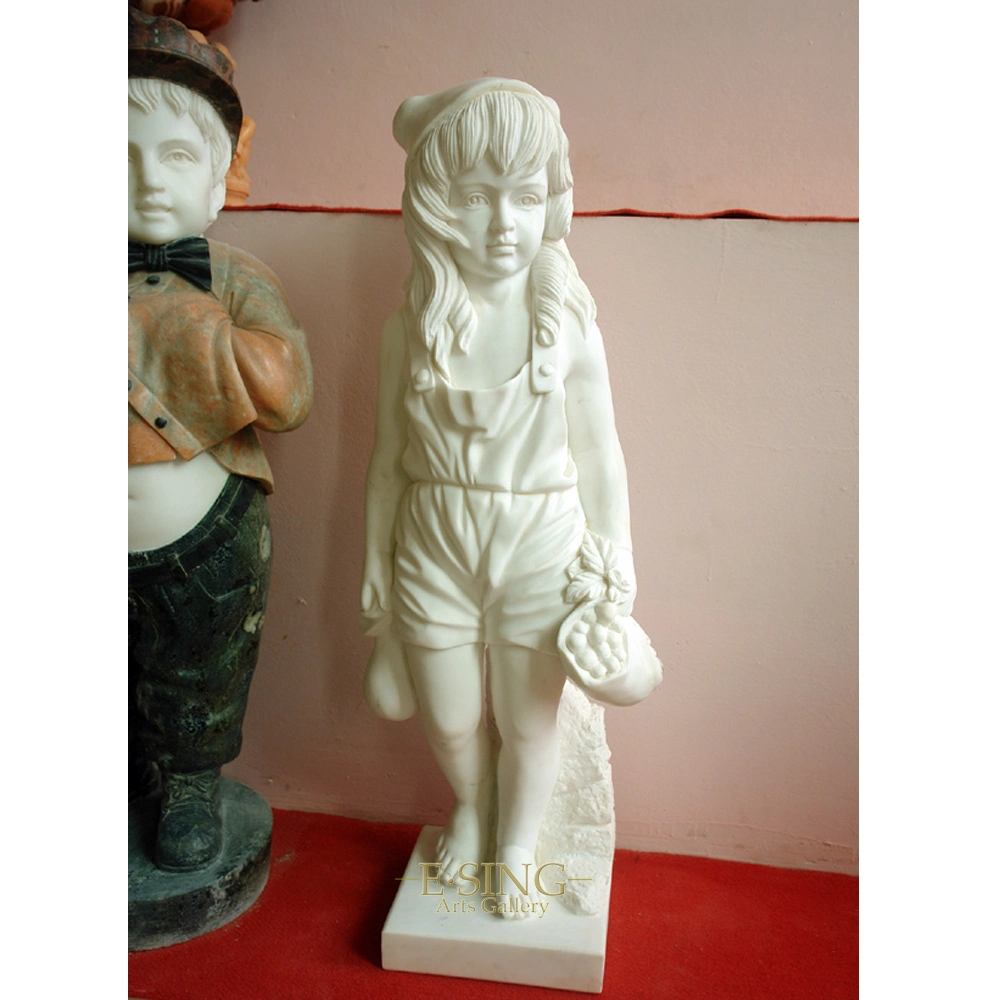 Natural White Marble Angel Girl Stone Statue for Sale