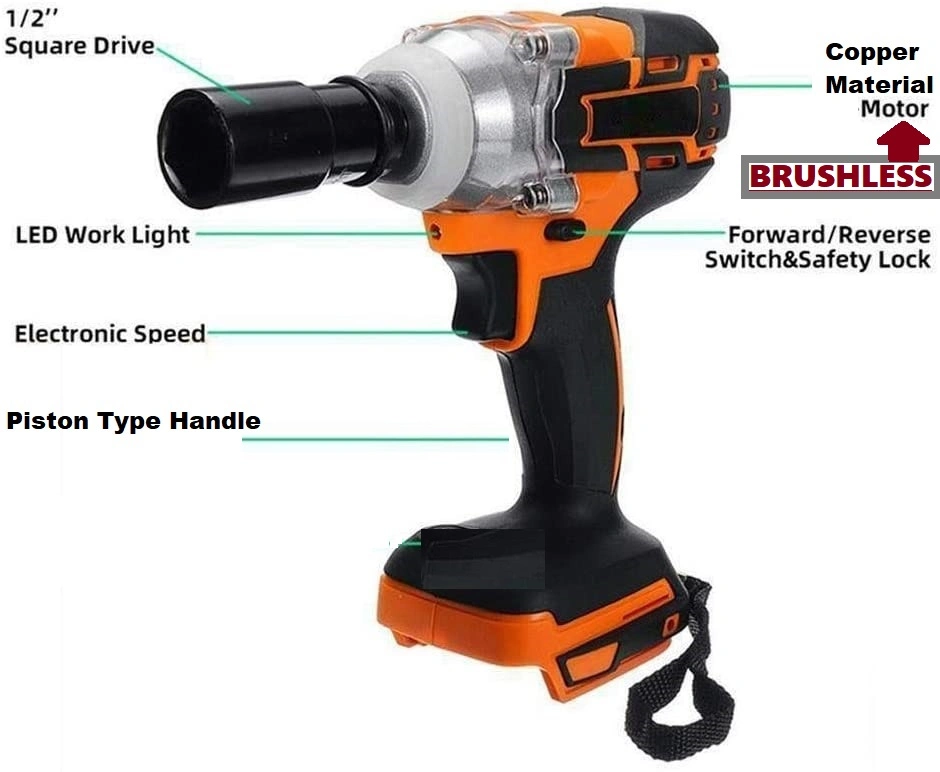 Powerful-Brushless Motor Design-DC20V Max Power Tool Family-Electric/Cordless-Impact Wrench