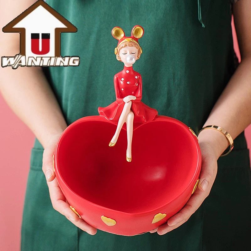 Creative Decor Handcraft Bubble Girl Storage Box Resin Statue Nordic Style Decoration