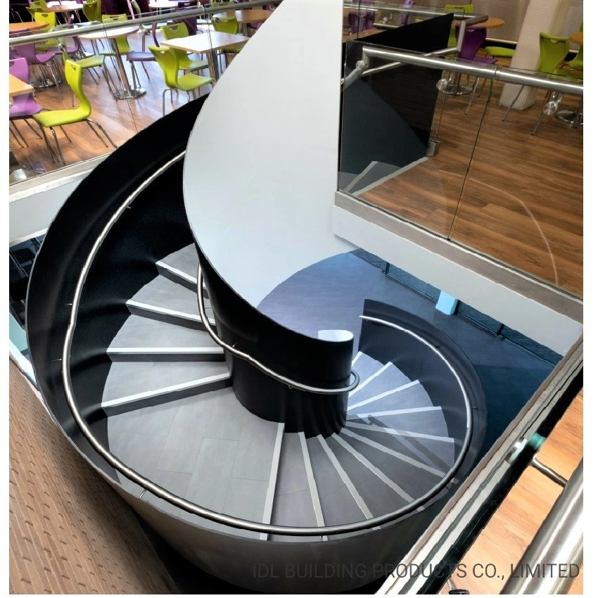 Decorative Galvanized Steel Black and White Granite Tread Stair Spiral Staircase Wholesale/Supplier Wrought Iron Stairs Outside