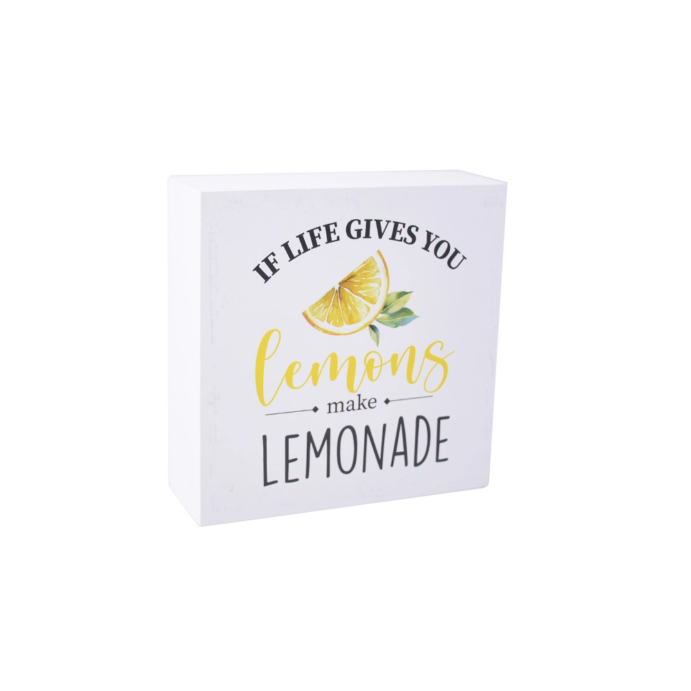 Lemon Designs Wooden Block with Words for Desktop Decoration