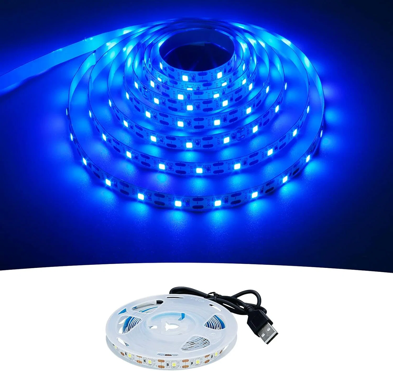 5V USB Azul 460-465nm LED tira de luz Alimentación USB 2m 240LEDs flexible SMD2835 Alto brillo no impermeable IP33 luces de cinta LED