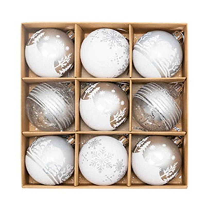 Silver Luxury Vintage Surprise Christmas Ball Christmas Printed Hanging Plastic Ball Ornaments