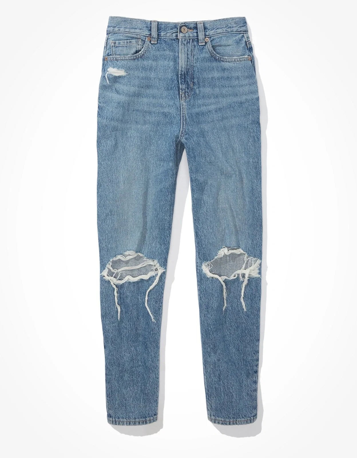 Las nuevas Damas High-Waisted Ripped relajado toda la longitud de Jeans pantalones de mezclilla Mom