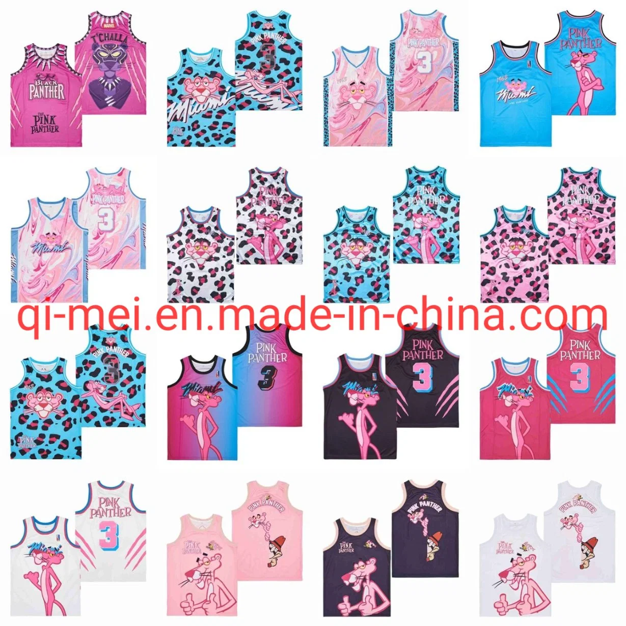 Wholesale Pink Panther #3 Miami Vice Heat Special Edition Authentic Headgear Classics N-Ba Basketball Jerseys