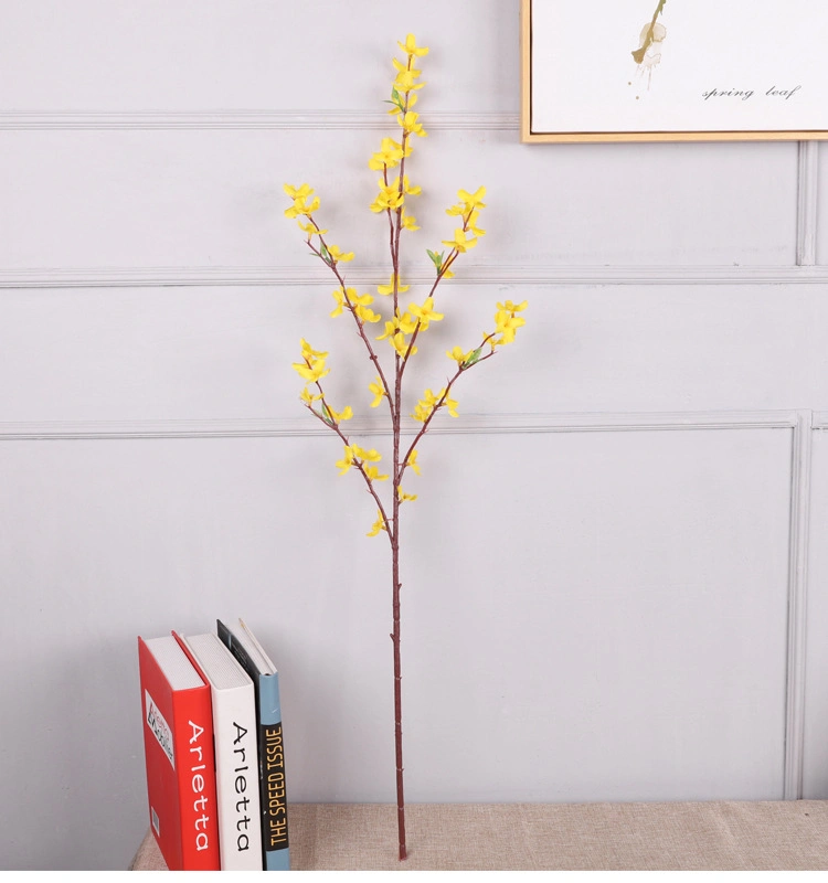 Single Stem Jasminum Flower Artificial Yellow Flower Arrangement for Decoration