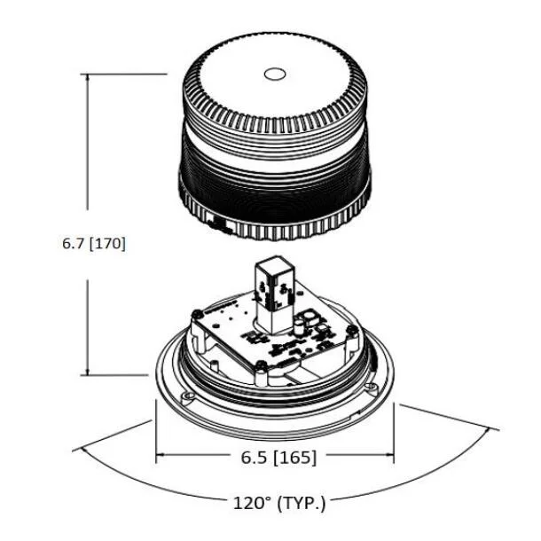 Luz de advertencia LED de área minera para vehículos pesados de alta intensidad DC10-48V, lámpara giratoria LED, ámbar, lente de PC de 7", Clase 1, 4200