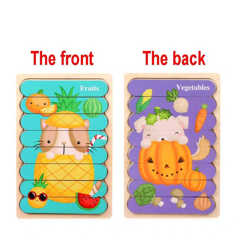 Wholesale/Supplier Creative Strip Animal Cognition Wooden Puzzle Children's Educational Toy for Kids Toy