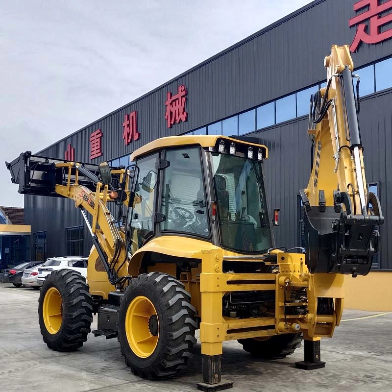 Shanzhong Sz776 Wheel Backhoe Loader Four Wheel Steering System Crab Walking Panoramic Driver's Cabin