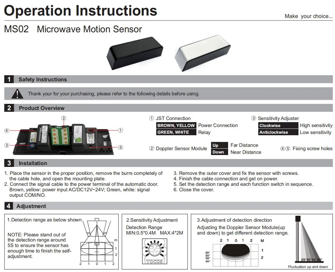 Auto Door Microwave Doppler Motion Sensor