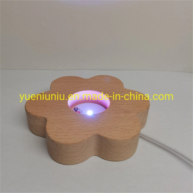 Customized 7 Color Change Is Controlled by Switch 3D LED Beech Lamp Holder for Resin Crystal