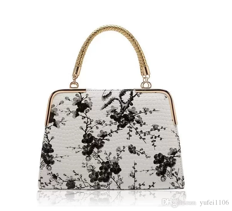 Fashion Female Package New Hot Style Chinese Wind Blue and White Porcelain Stone Grain Printing Mirror Bag Ladies Handbags