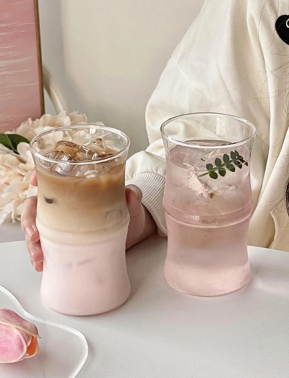 Ins Style Bamboo Knots Coffee Cup High Temperature Glass Mug Cute Cold Drink Milk Latte Cup Microwaveable Clear Glass Drinkware