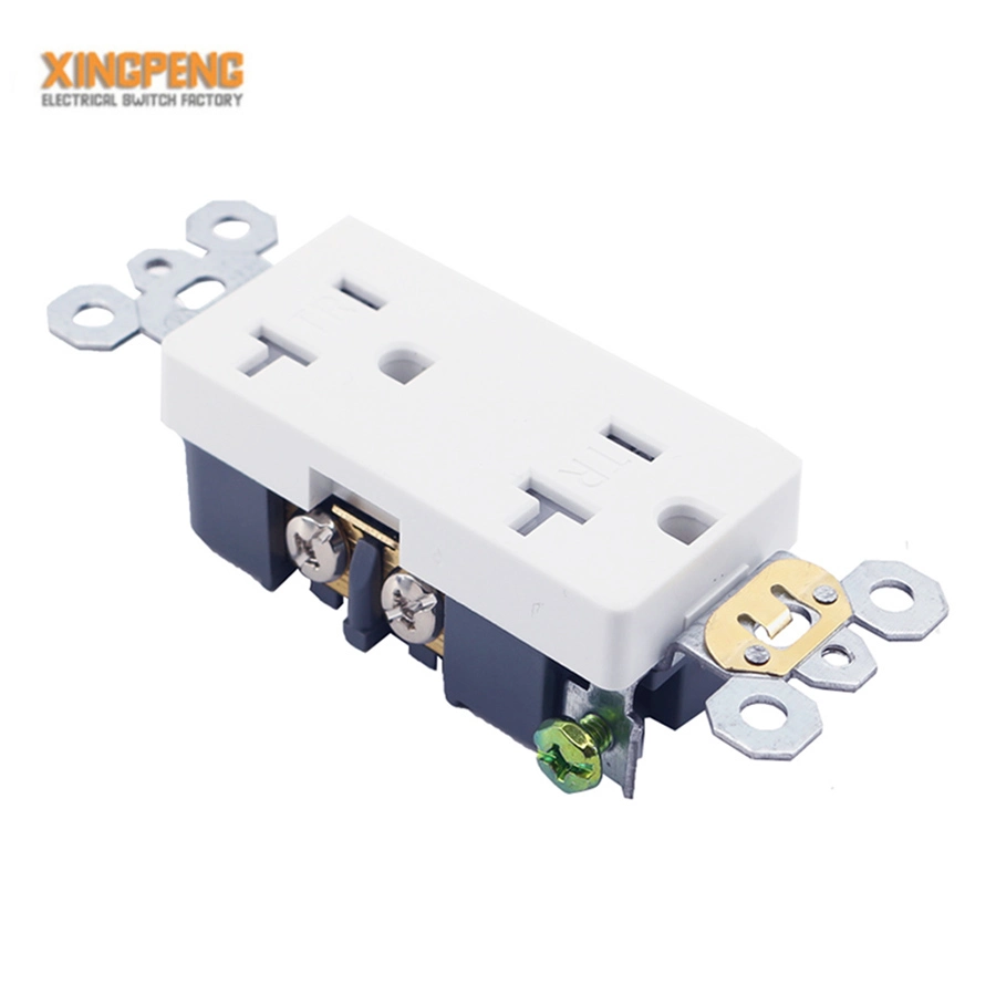 20A 125V 2 Gang Electrical Wall Socket Double Power Outlet for Us
