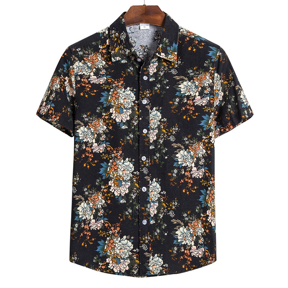 Colorful Print Casual Polo Shirt Short Sleeve Buttons Down Collared Esg16451