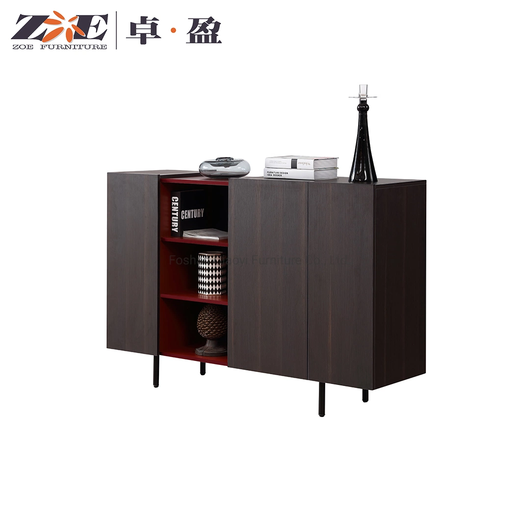 Luxury Vintage Living Room Furniture Red MDF Sideboard Mini Corner Home Coffee Side Cabinet