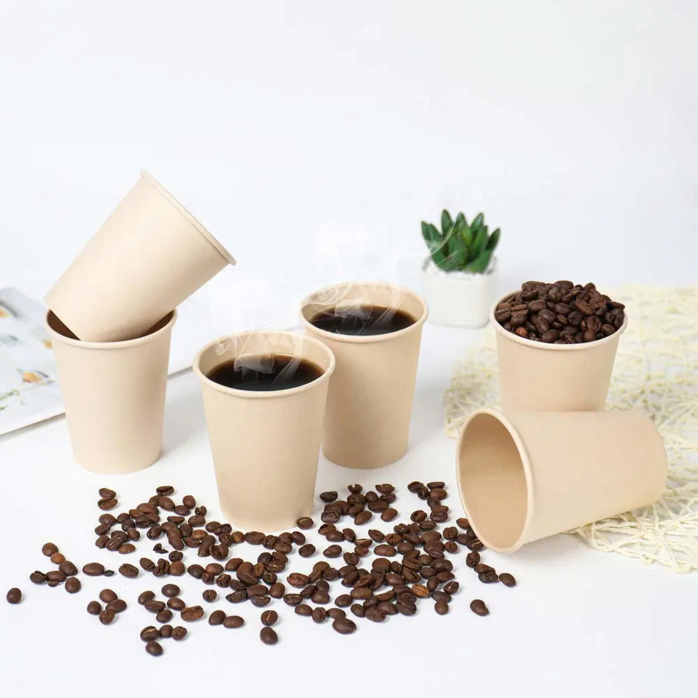 Disposable Hot Drink Coffee Tea Light Brown Paper Bamboo Fiber Cup