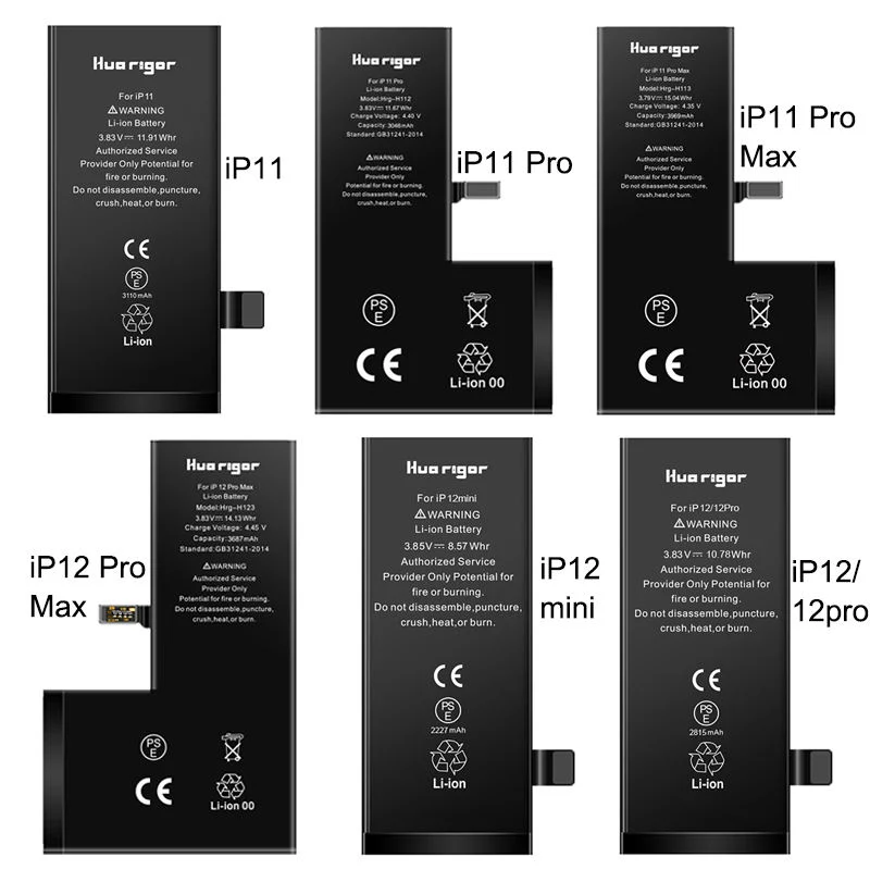 Kundenspezifische Lithium-Handy-Batterie für Telefon 6 6s 6sp 7 7p 8 8p X XR XS Xsmax 11 11pro 12 12PRO 12promax wiederaufladbare Batterien