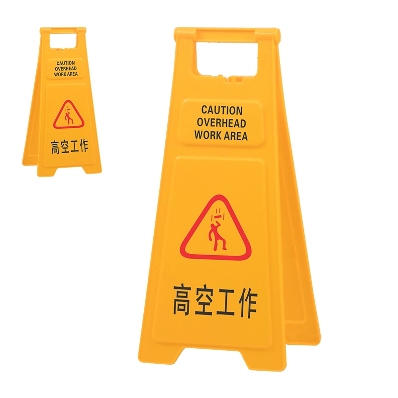 Caution Overhead Work Area Standing Yellow Thickened Caution Sign Board