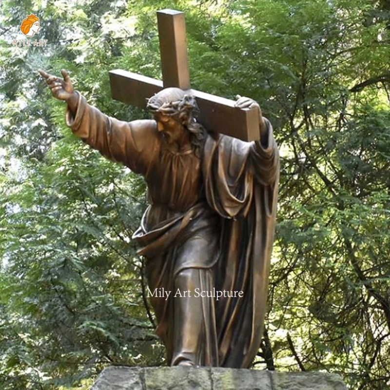 Artesanato de metais fundição bronze cobre Permanente Jesus Crucifixo Escultura cruzada Para os dons cristãos católicos