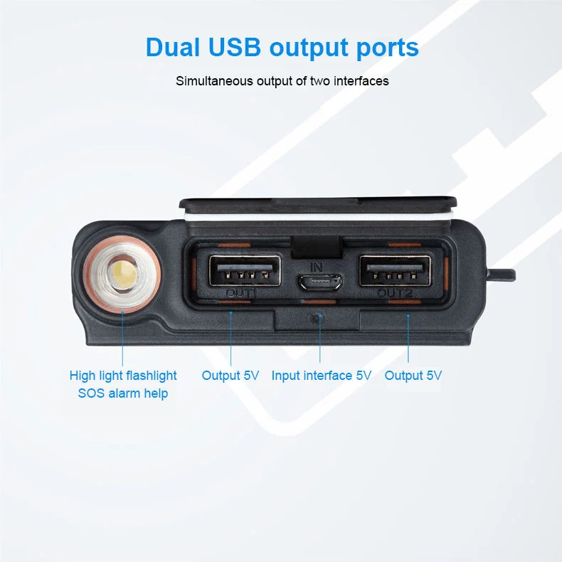 Portable Waterproof Wireless Solar Power Bank USB Fast Charging 10000mAh Solar Charger Backup Battery