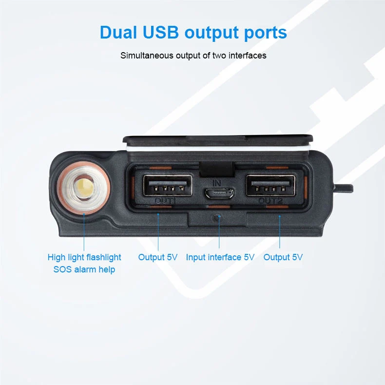 الشحن السريع USB 10000مللي أمبير/ساعة لمنفذ الشحن السريع اللاسلكي المقاوم للمياه والمثبت على قاعدة الطاقة الشمسية المحمولة بطارية احتياطية للشاحن الشمسي